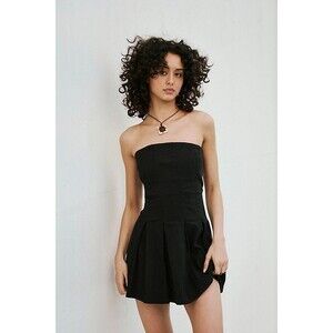 Free People Made Me Smile Mini Dress Structured Poplin Pleated Tube XL 280435